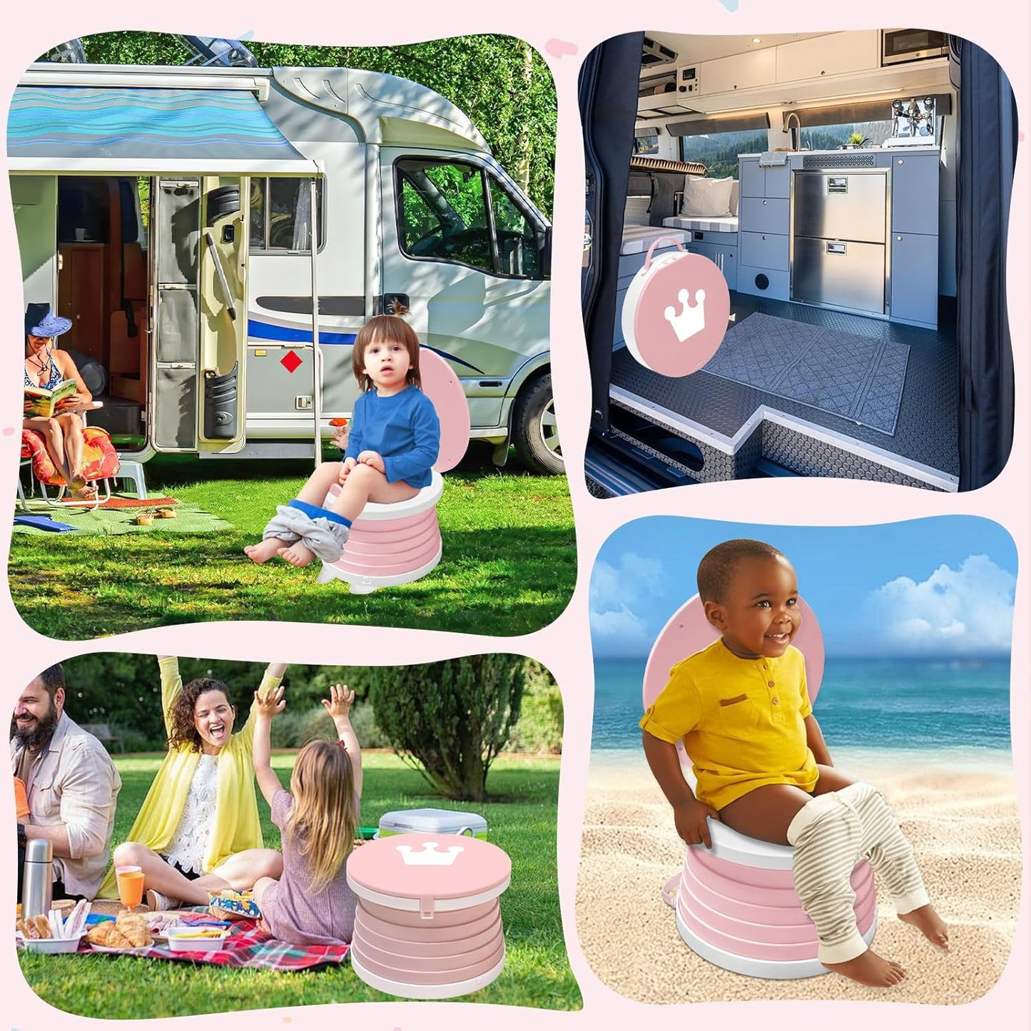 Portable Potty Chair for Toddlers with Splash-Proof Design, Foldable Travel Potty with Bag & 30 Refills - Kids Toilet for Car, Camping, Indoor - Easy Clean Baby Potty Training Seat(Red-blue)