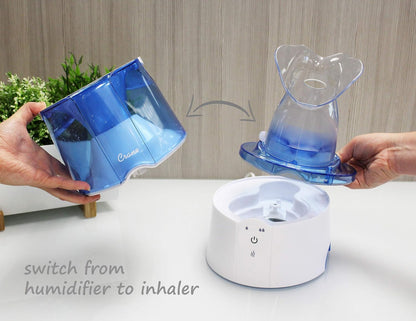 Crane Steam Inhaler & Warm Mist Humidifier, 0.5 Gallon, Humidifier FSA Eligible, Blue & White, Ideal Humidifiers for Bedroom, Sinus Inhaler, Vaporizer HSA, Vaporizer For Congestion
