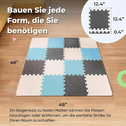 MioTetto Baby Play Mat, Soft Foam Floor Tiles for Kids. Adjustable Interlocking Foam Tiles, Fits with 50x50 Playpen Baby mat for Crawling & Development, Safe & Non-Toxic Playmat for Babies 6-12 Months