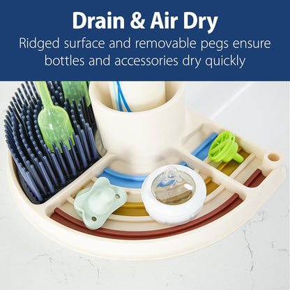 Dr. Brown's 2-in-1 Dry & Prep Silicone Mat, Silicone Baby Bottle Drying Mat with Removable Pegs for Baby Essentials, Built-in Bottle Prep, BPA-Free