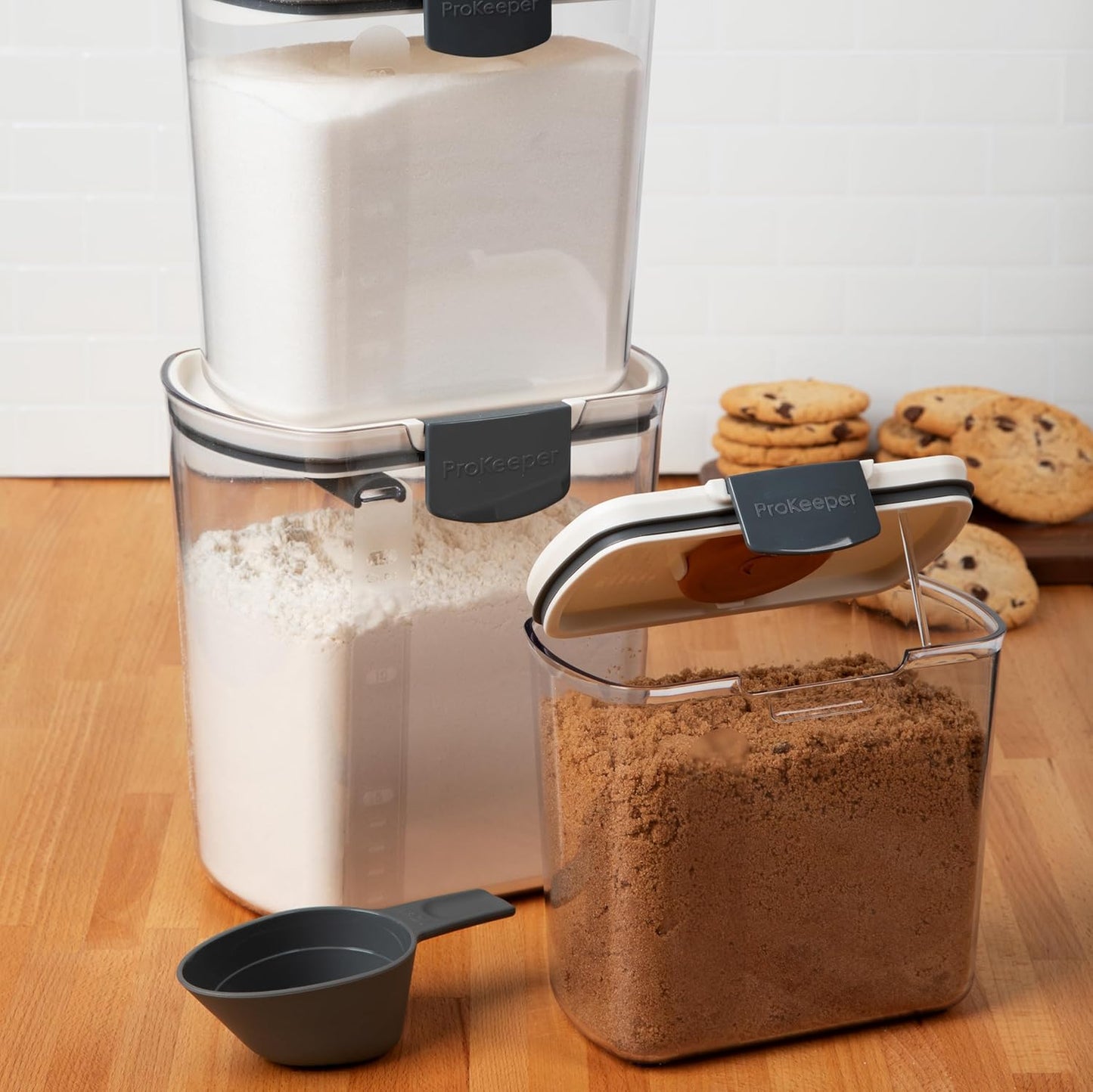 ProKeeper 1 Quart Airtight Powdered Sugar Storage Container – Grey, BPA-Free Plastic