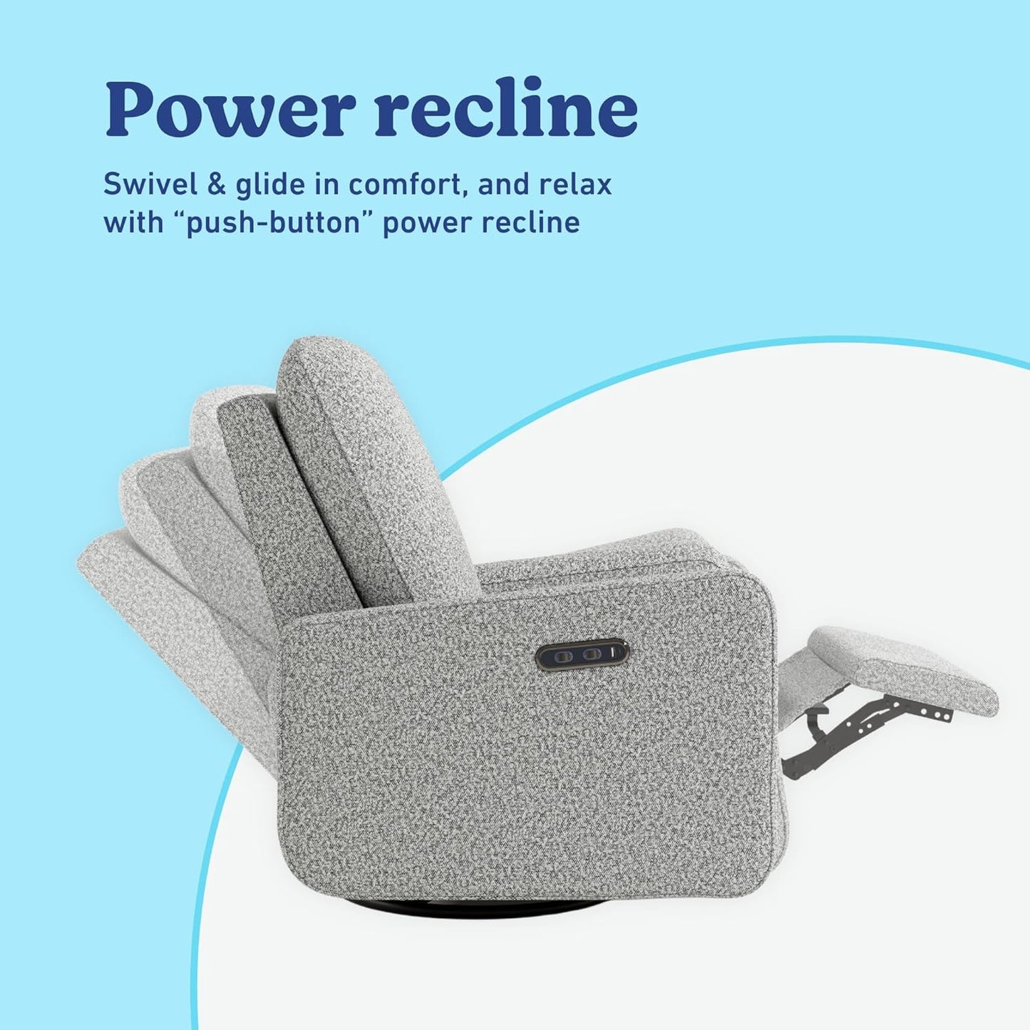 Graco Teddi Power Recliner Swivel Glider, Electronic Power Recline, Oeko-TEX 100 Certified, USB-A & USB-C Charger, Premium Cushioning & Comfort – (Ivory Basketweave)