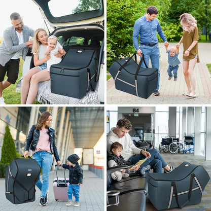 Infant Car Seat Travel Bag for Airplane Compatible with All Nuna Pipa Car Seat and Base,Chicco KeyFit 30 and Base, Padded Car Seat Bags for Air Travel,Car Seat Gate Check Bag with Side Pocket, Black