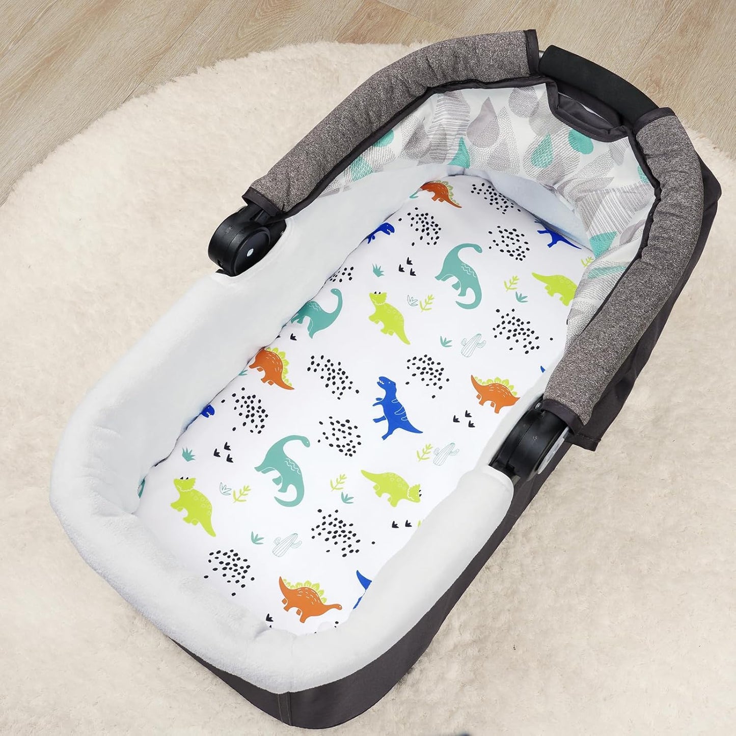 PHF 3 Pack Soft Mini Crib Sheets, Floral & Animal Pack N Play Sheets for Baby Boys Girls, No Slip Universal Fit for Pack N Play, Playard, Portable and Mini Crib Mattresses,Floral & Animal