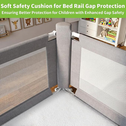 yulongtengfei 3-Piece Califormia King Size Bed Rail for Toddlers - Adjustable Baby Bed Rail Guard, Kids Safety for Califormia King Size Bed (82.7"x82.7"x70.8"-Grey)