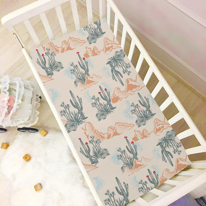 Fall Cute Mushroom Leaves Fitted Crib Sheets Stretchy Portable Playard Sheets for Baby Toddler, Breathable Soft Mini Crib Mattress 52 x 28 in for Boys and Girls