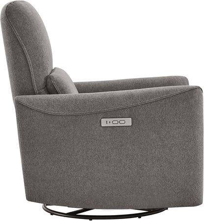 CHITA Power Recliner Chair Swivel Glider, FSC Certified Upholstered Living Room Nursery Reclining Sofa Chair with Lumbar Support, Linen