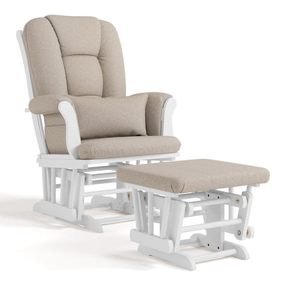 Storkcraft Tuscany Glider with Ottoman (Black/Gray) — GREENGUARD Gold Certified, Bonus Lumbar Cushion Included, Solid Wood Base, Smooth Motion, Award-Winning Nursery Rocking Chair, Glider and Ottoman
