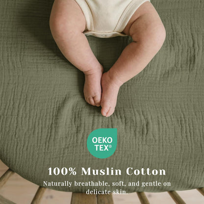 Muslin Bedside Sleeper Bassinet Fitted Sheets, 3 Pack Cotton Baby Sheet for Boys & Girls, Soft, Compatible with Baby Delight, Dream On Me, AMKE and Other Rectangle Mattress (Nightfall Blue)