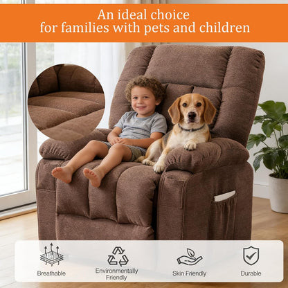 Power Lift Recliner Chair for Adult with Heated and Full Body Massage, Glider Nursery Chair with Cup Holder and USB Charge Port, Oversided Swivel Rocker Recliner for Living/Study/Bedroom Room, Grey