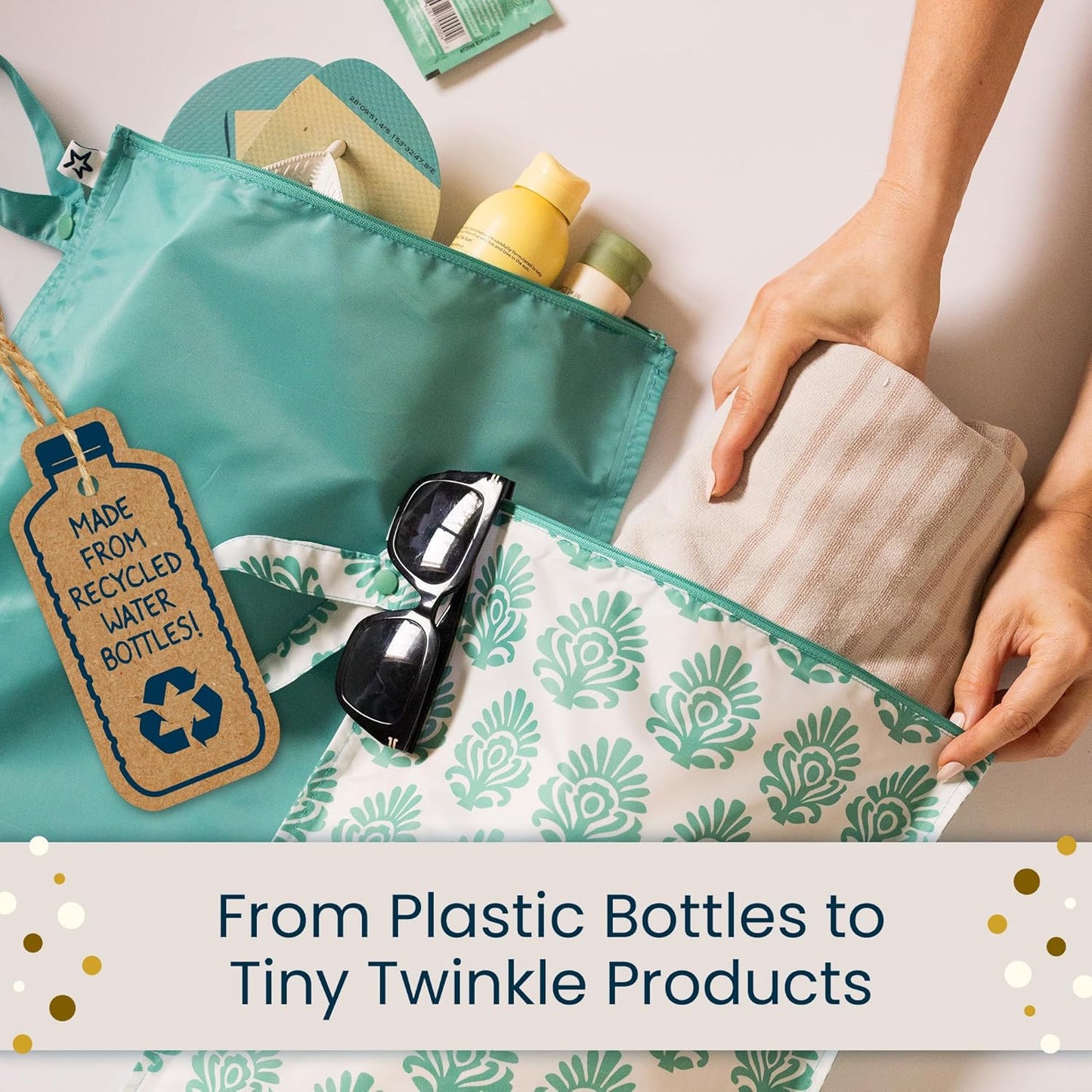 Tiny Twinkle Mess Proof Wet Bags | 2-Pack Reusable Waterproof Wet Bags for Swimsuits | Baby Clothes | Travel & Diaper Bag (Pink, Brown Checkers) - Colors B