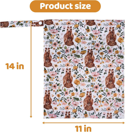 Wet Dry Bags 2-Pack with Cute Dolphin Print - Waterproof Travel Organizer for Swimming Pool Beach Gym Baby Cloth Diapers Swimwear with Dual Zippers