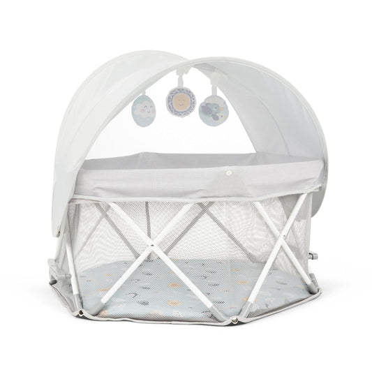 Regalo My Play Baby Portable Bassinet with UPF 50+ Canopy & Mosquito Net, Foldable Travel Bassinet & Playpen, Lightweight Indoor Outdoor Baby Lounger, Mesh Sides, Toys & Padded Base, Newborn to 15 lbs