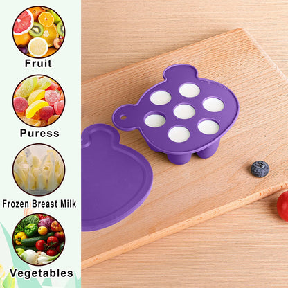 3-in-1 Baby Food & Fruit Feeder Set – Breastmilk Popsicle Mold with Freezer Tray, Teething Relief Toy, BPA Free Infant Silicone Feeding Combo, 3 Bonus Sizes (S/M/L) Sacs (Olive Green)