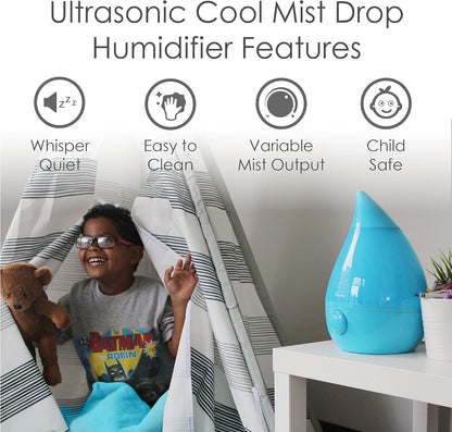 Crane Ultrasonic Cool Mist Humidifier for Bedroom, Baby Nursery, Kids Room, Plants, or Office, Large 1 Gallon Tank, Filter Optional, Clear and White
