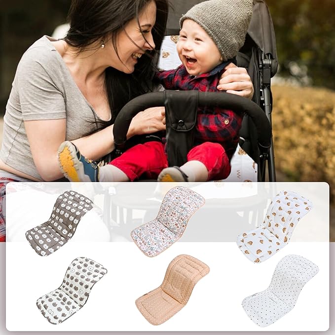 Baby Stroller Cushion,Infant Car Seat Insert-Reversible Universal Breathable and Soft Newborn Stroller Mat,100% Cotton Cover Toddler Seat Pad Liner-34x78cm,1 Pack(Bears)