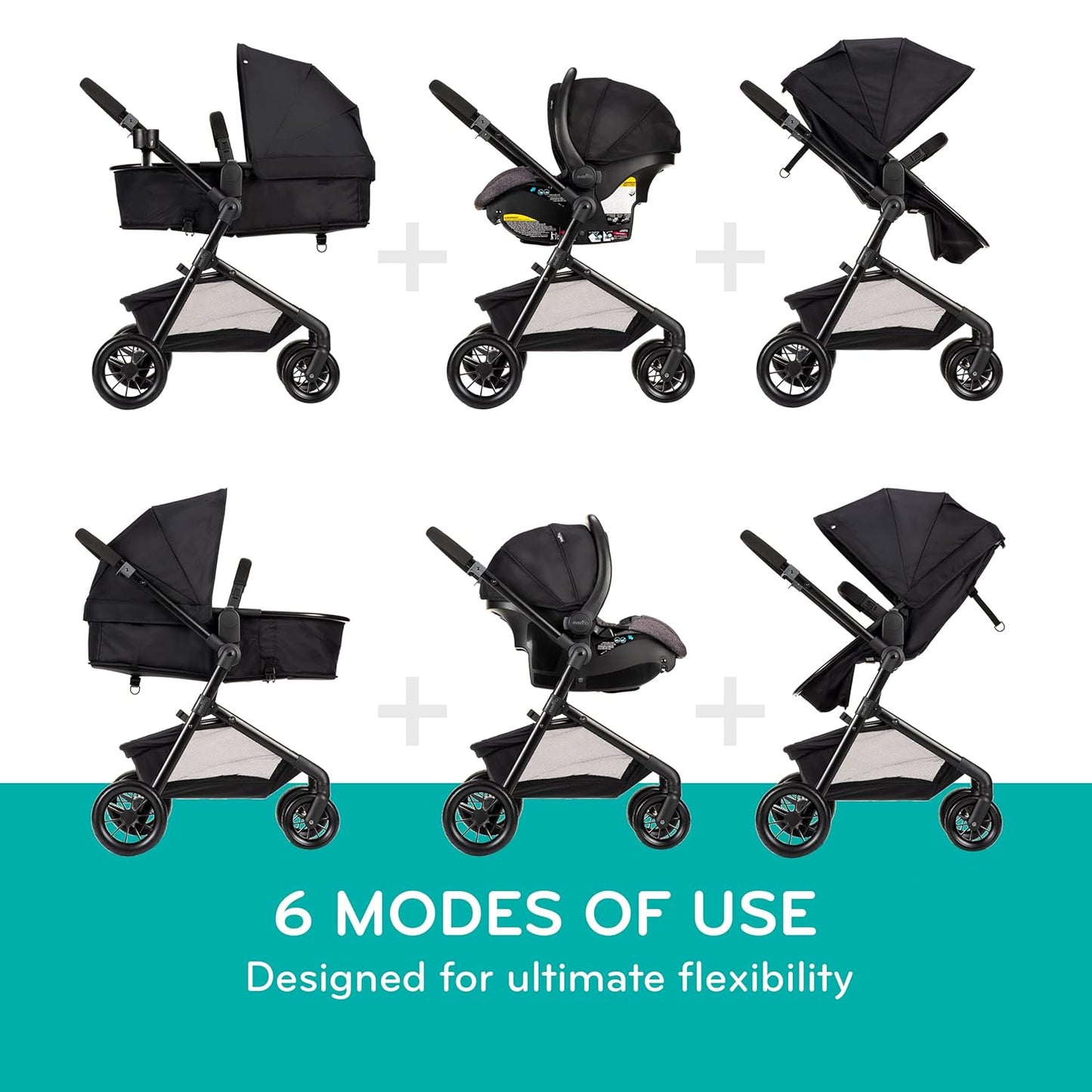Evenflo Pivot Modular Travel System with LiteMax Infant Car Seat with Anti-Rebound Bar (Desert Tan)