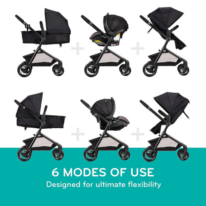 Evenflo Pivot Modular Travel System with LiteMax Infant Car Seat with Anti-Rebound Bar (Desert Tan)