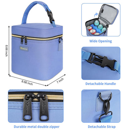 Mancro Breastmilk Cooler Bag with Ice Pack, Fits 6 Baby Bottles Up to 9 Ounce Insulated Baby Bottle Bag, Breast Milk Cooler on The go with Strap, Bottle Storage Bag for Nursing Mom Daycare, Black