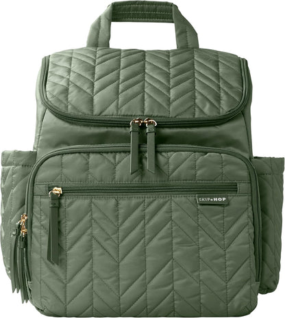 Skip Hop Diaper Bag Backpack: Forma, Multi-Function Baby Travel Bag with Changing Pad & Stroller Attachment, Jet Black