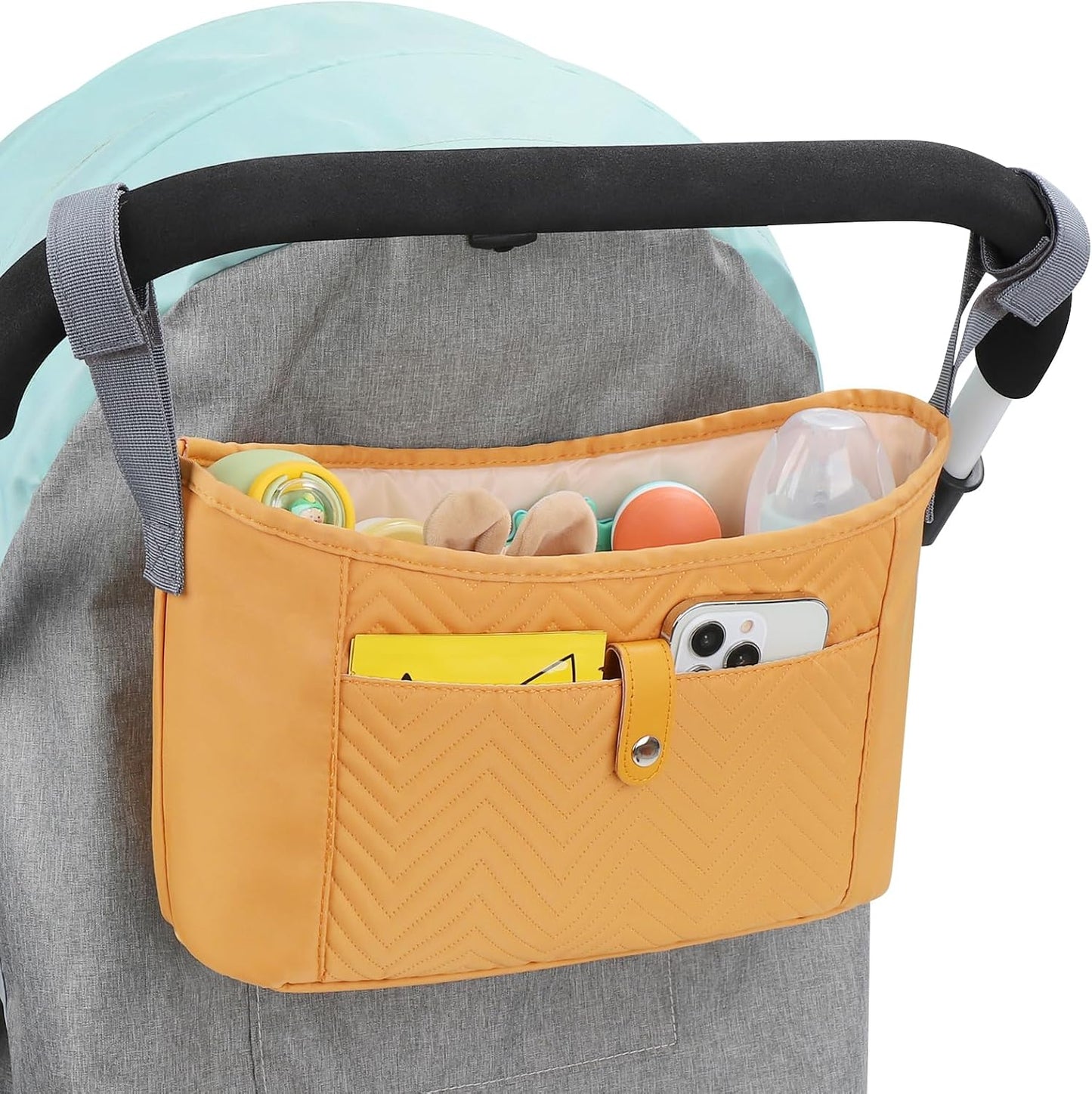 Accmor Universal Stroller Organizer, Stroller Bag Stroller Caddy Organizer, Stroller Accessories Fits for Uppababy, Baby Jogger, Nuna, Doona, Britax Strollers, Black