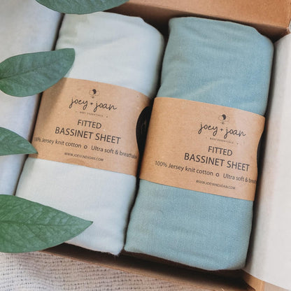 Bassinet Fitted Sheets 33x20 for Baby Beside Dreamer Bassinet & Bedside Sleeper – Snuggly Soft 100% Jersey Cotton – Dusty Blue + Navy – 2 Pack