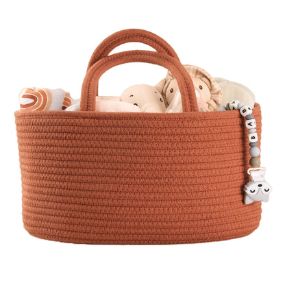 Baby Diaper Caddy Organizer for Girl Boy Rope Nursery Storage Bin Basket Portable Holder Tote Bag for Changing Table Car Travel Baby Shower Gifts Newborn Essentials Registry Must Have Items Pink
