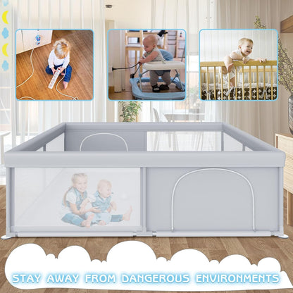 besuhot Large Baby Playpen 79x79 Inch, Playpens for Babies and Toddlers, Indoor & Outdoor Extra Large Kids Activity Center, Baby Play Yard with Zipper Gates.