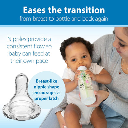 Dr. Brown's Natural Flow Anti-Colic Options+ Narrow Baby Bottle, Goat and Squirrel, 8 oz/250 mL, with Level 1 Slow Flow Nipple, BPA Free, 0m+, 2-Pack