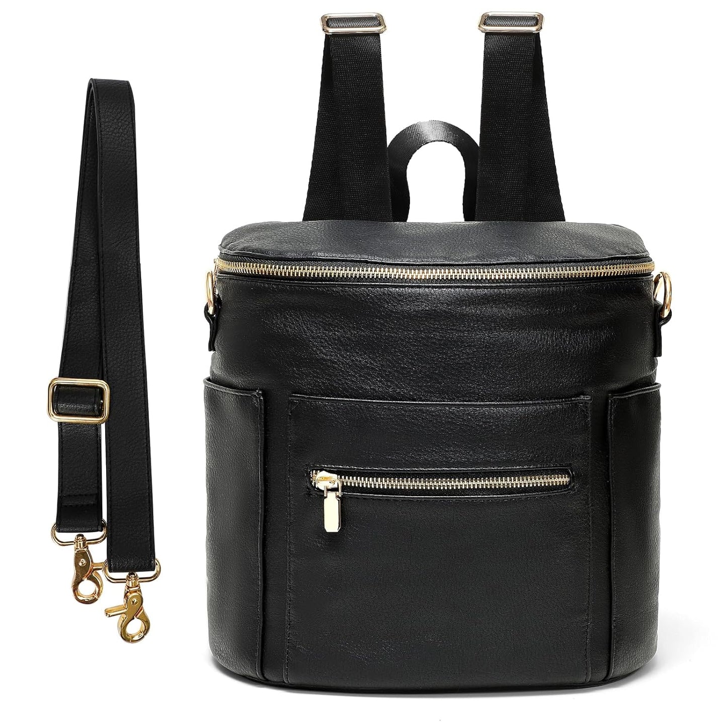 miss fong Small Diaper Bag Mini Diaper Bag, Leather Diaper Bag Backpack Mini Backpack with 14 Pockets Insulated Pockets & Shoulder Strap