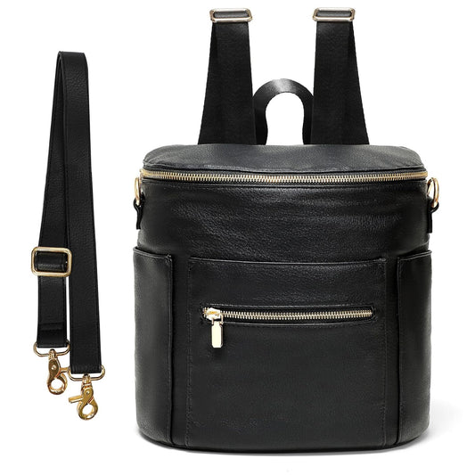 miss fong Small Diaper Bag Mini Diaper Bag, Leather Diaper Bag Backpack Mini Backpack with 14 Pockets Insulated Pockets & Shoulder Strap