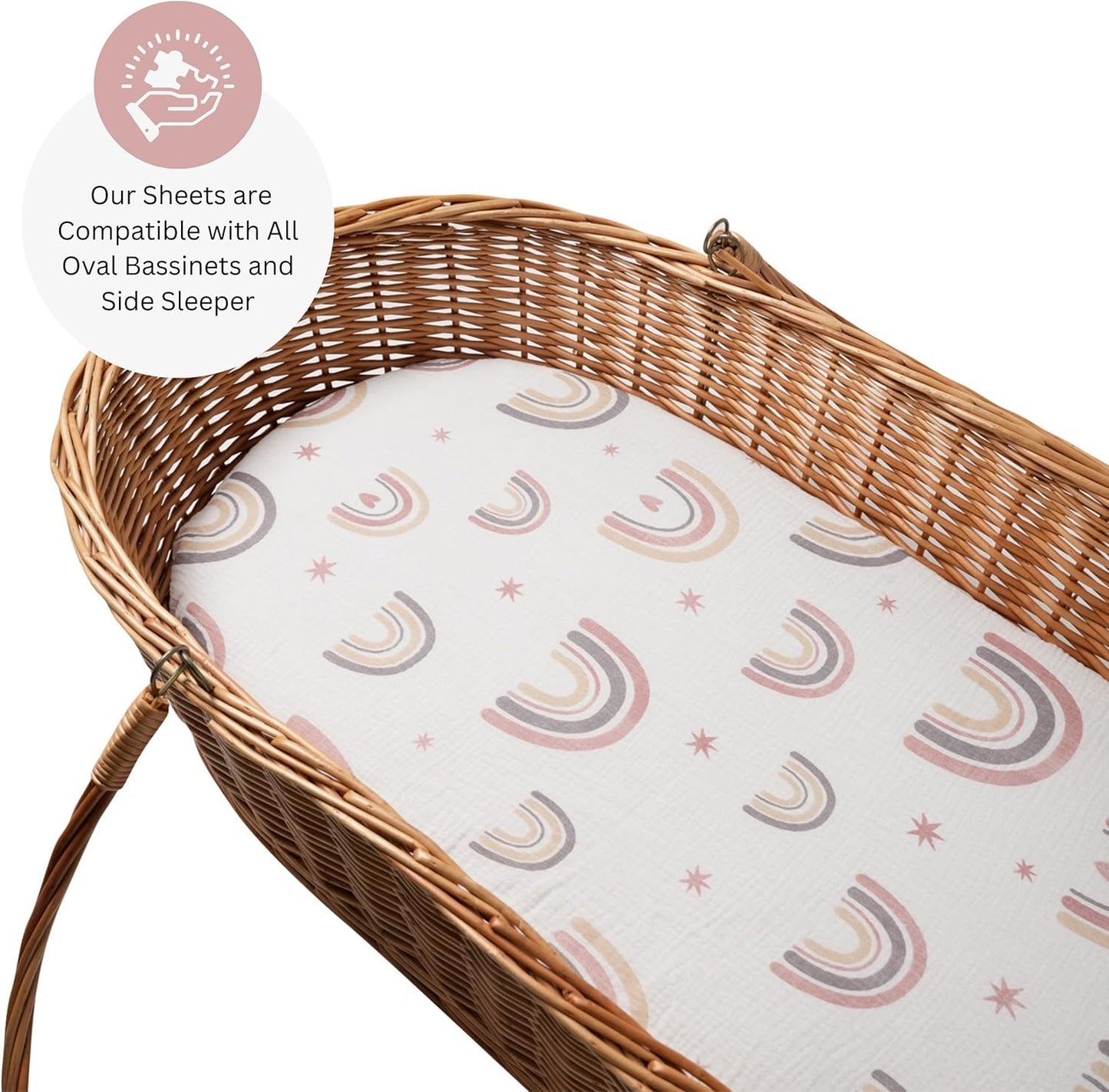 Muslin Bassinet Sheets for Angelbliss, Cowiewie, Amke, Jimglo, Suihuooo, Wayfong Baby Bassinet Bedside Sleeper by TansyPanda, 3PC, 20×33in, Ultra Soft, Breathable, Snug Fit, Unisex Boys Girls, Maadi