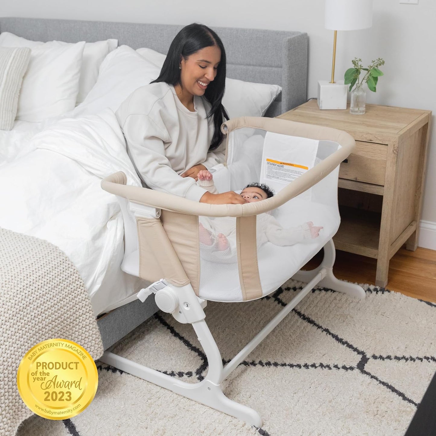 Baby Delight Beside Me Dreamer Bassinet | Bedside Sleeper | 6-Position Height Adjustment | Charcoal Tweed