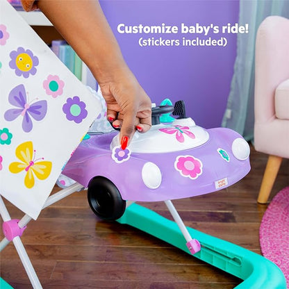Bright Starts Little Speedster 3-in-1 Car Walker, Purple Power, Baby Activity Walker for Girls and Boys, 6 Months+