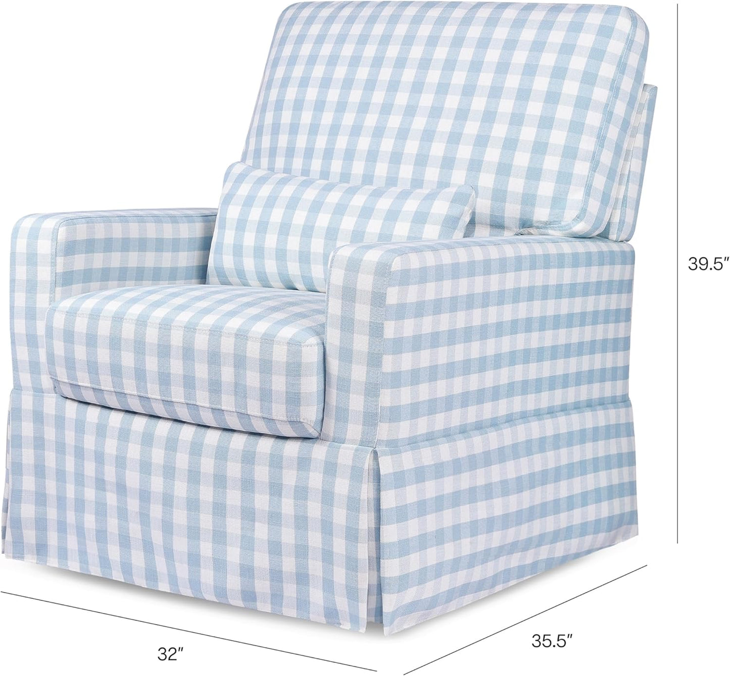 Namesake Crawford Pillowback Comfort Swivel Glider in Tan Gingham, Water Repellent & Stain Resistant, Greenguard Gold & CertiPUR-US Certified