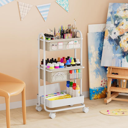 Modanais Baby Diaper Caddy Organizer Cart - 3 Tier Rolling Storage Cart with Wheels, Baby Essentials for Nursery Storage, Detachable Dividers - for Crib, Bedroom, Art & Craft Organizer (Black)