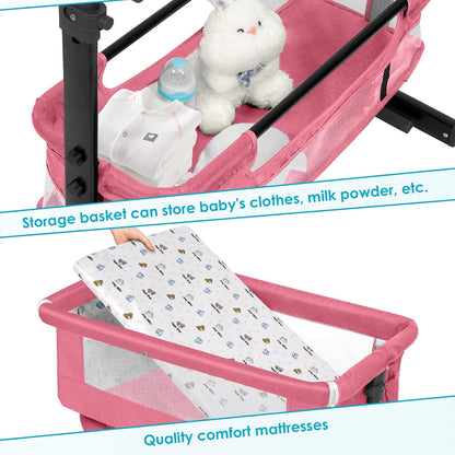 YADAQE Baby Bassinet, Baby Basinet Bedside Sleeper, Easy to Fold Portable Crib Side Bassinet 2025new Style Girl/boy bassinets(Light Grey)