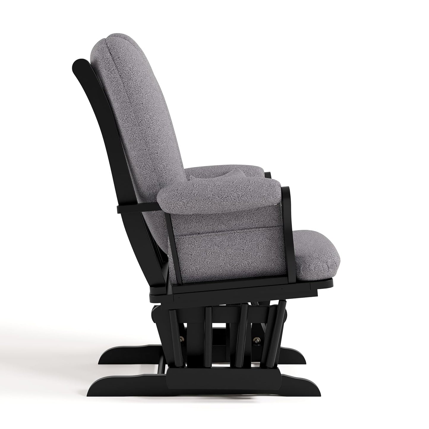 Storkcraft Tuscany Glider with Ottoman (Black/Gray) — GREENGUARD Gold Certified, Bonus Lumbar Cushion Included, Solid Wood Base, Smooth Motion, Award-Winning Nursery Rocking Chair, Glider and Ottoman