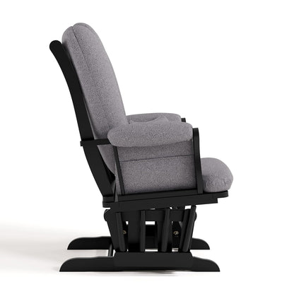 Storkcraft Tuscany Glider with Ottoman (Black/Gray) — GREENGUARD Gold Certified, Bonus Lumbar Cushion Included, Solid Wood Base, Smooth Motion, Award-Winning Nursery Rocking Chair, Glider and Ottoman