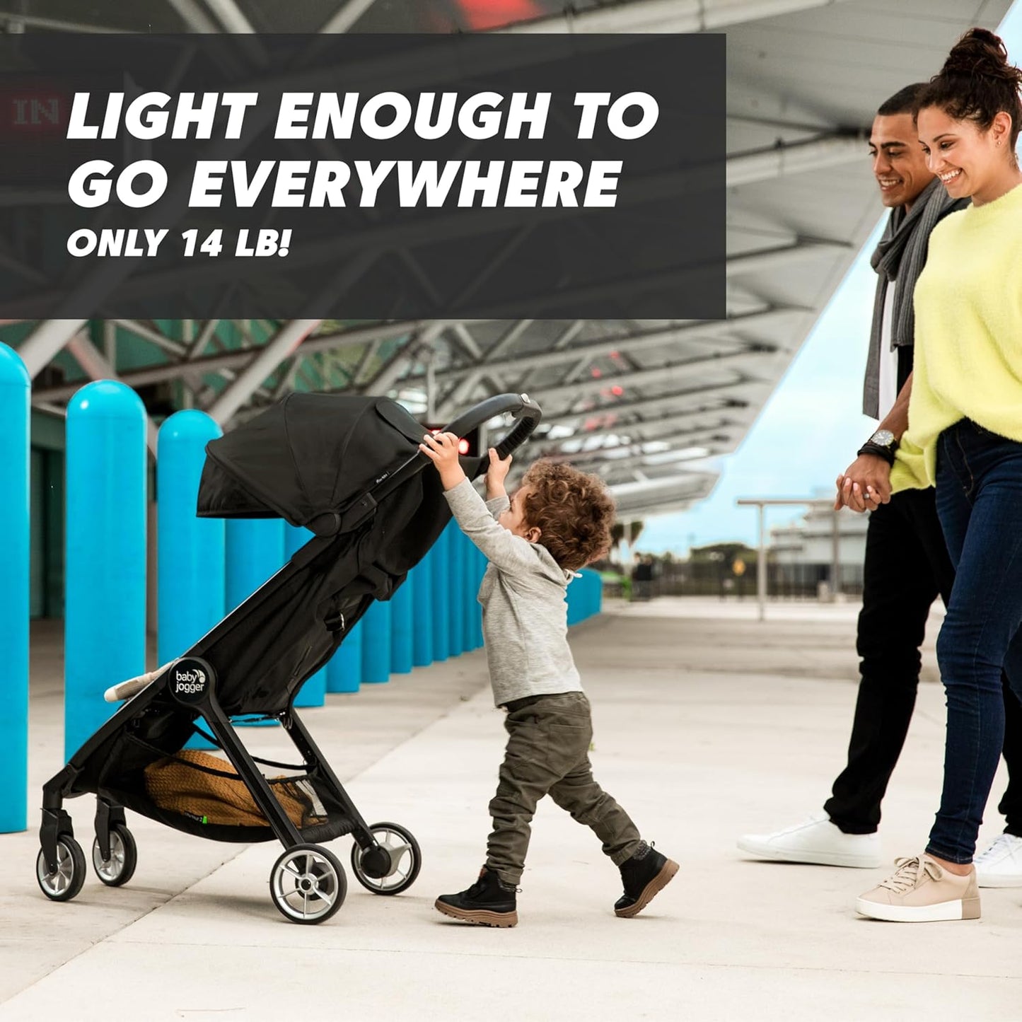 Baby Jogger City Tour 2 Carry-On Approved Travel Stroller, Ultra-Compact Baby Stroller, Lightweight, Easy Fold, Baby Travel Essential, Pitch Black