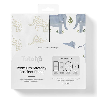 TotAha Premium Stretchy Bassinet Sheets for Baby Girl, Silky Comfort Cradle Sheets Fitted 18 x 36 for Oval, Rectangular, Hourglass Mattress, Hypoallergenic, Buttery Soft 2-Pack (Floral & Pale Pink)