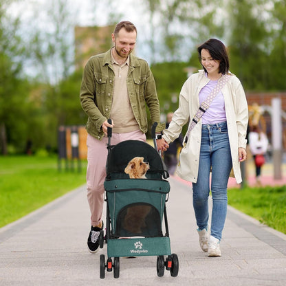 Wedyvko Travel Portable Dog Stroller, Pet Stroller for Small Puppy Dogs & Cats, Up to 33 lbs, Black