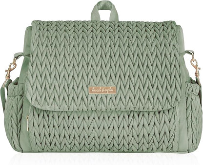 Hannah & Sophia Belle Convertible Baby Diaper Backpack & Bag in Sage Green, Large Size, Dual Sided Water Resistant Changing Mat Included, Detachable Shoulder Straps, Easy To Use