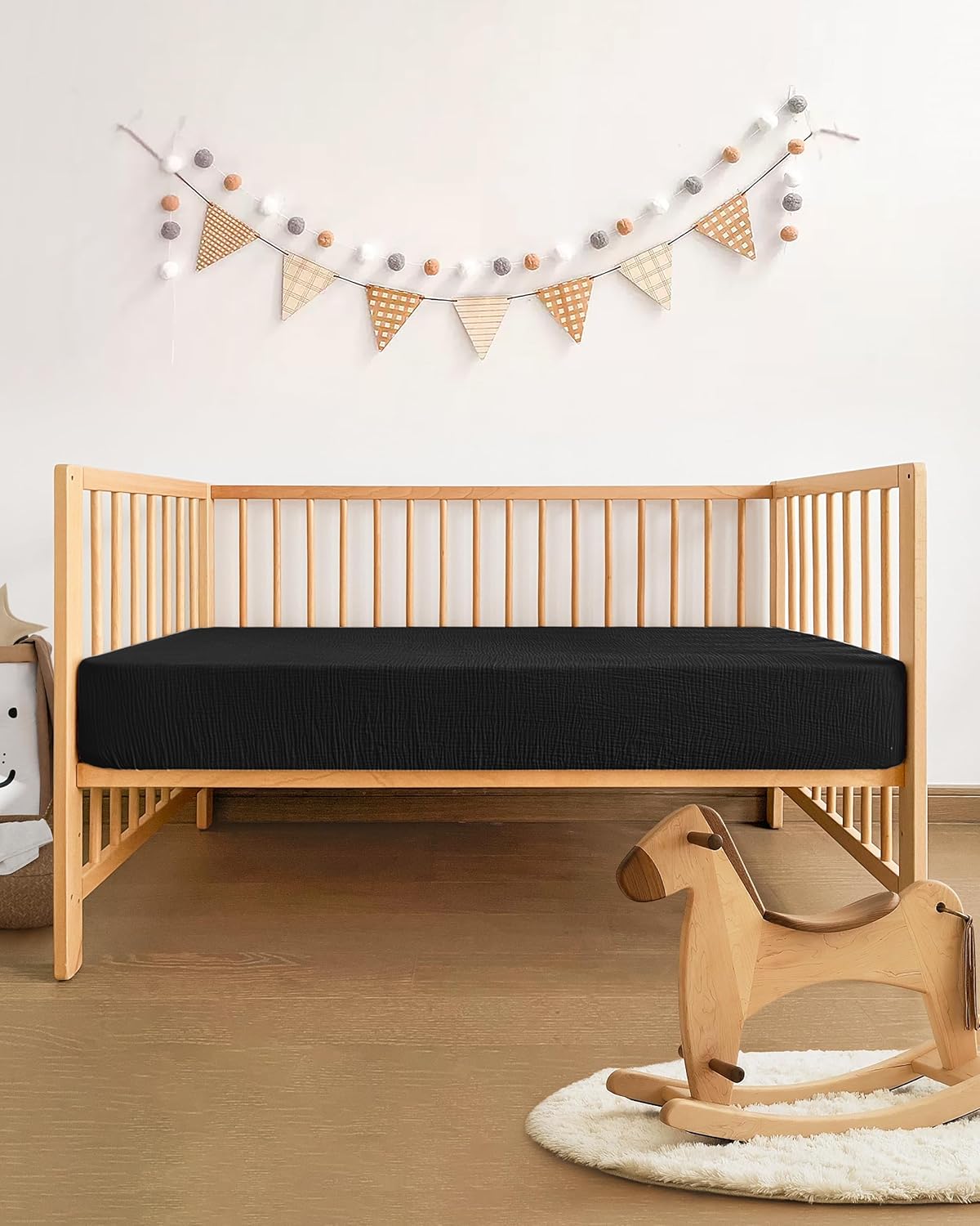 Muslin Bassinet Sheet Compatible with Maxi-COSI Iora & Iora Air Bedside Sleeper - 100% Cotton Rectangular Mattress Pad Cover (33"x20"), Breathable & Soft, Boho (1 Pack Blue)
