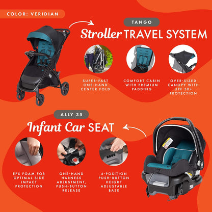 Baby Trend Tango PRO Travel System with Secure-Lift Infant Car Seat, Dash Black