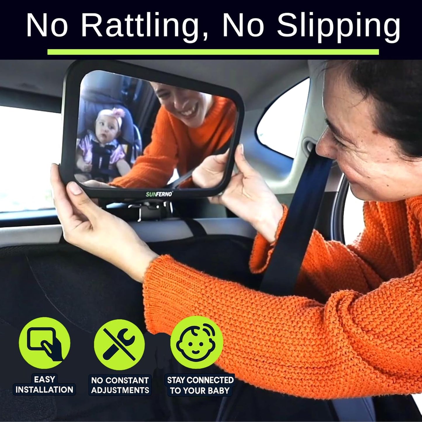 Baby Car Mirror – The Safest Way to Keep an Eye on Your Little One | Shatterproof, Wide-Angle Car Mirror for Baby with Secure Straps & 360° Adjustability | Peace of Mind for Every Drive