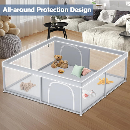 Large Baby Playpen for Babies and Toddlers, Playpen 74×50, Large Baby Play Yards Indoor & Outdoor, Sturdy Safety Baby Play Pen with Soft Breathable Mesh, Toddlers Activity Center with Anti-Slip Base