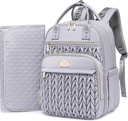 Tealari Diaper Bag Backpack,Stylish Baby Diaper Bag,Waterproof Travel Diaper Backpacks Baby Bags with Changing Pad,Stroller Straps,Insulated Pockets (Gray)