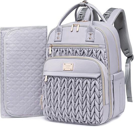 Tealari Diaper Bag Backpack,Stylish Baby Diaper Bag,Waterproof Travel Diaper Backpacks Baby Bags with Changing Pad,Stroller Straps,Insulated Pockets (Gray)