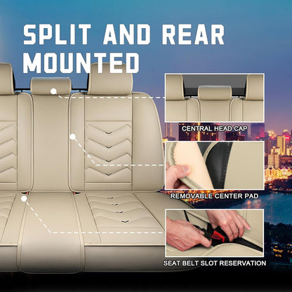 CTDS Car Seat Covers for MINI Convertible 2013-2026, Stylish Sport Seat Covers, Premium Nappa Leather Car Seat Cover. Automobile Seat Covers Sets.(Luxury 5 Seats/Beige)
